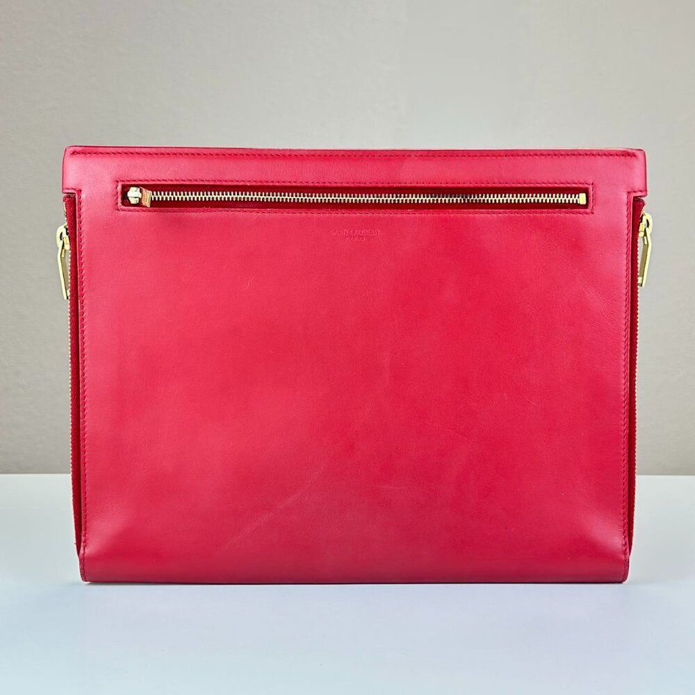 Saint Laurent Red Leather Large Clutch